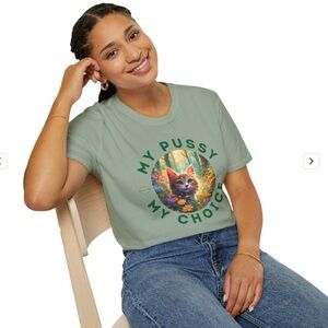 Sage Green My Body My Choice Graphic T-Shirt Cat Funny Tee Pro Feminist XL